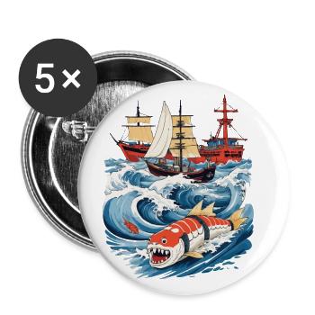 Funny Sushi Fantasy Vintage Japan Aesthetic - Buttons large 2.2''/56 mm (5-pack) - white - Front