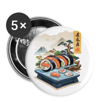 Japan Sushi Food Streetwear Aesthetic Design - Buttons groß 56 mm (5er Pack) - Weiß - Vorne