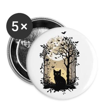 Hexen Katze Halloween Vollmond Aesthetic - Buttons groß 56 mm (5er Pack) - Weiß - Vorne