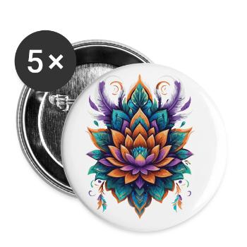 Fleur de vie Lotus spiritualité Design - Lot de 5 grands badges (56 mm) - blanc - Devant
