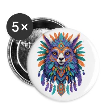 Spiritual Alpaca Mandala Power Animal Design - Buttons large 2.2''/56 mm (5-pack) - white - Front