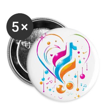 Gaming Musical Heart - Zusammenfassung - Buttons groß 56 mm (5er Pack) - Weiß - Vorne