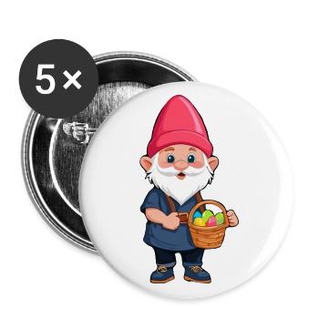 Gnome nordique de Pâques lapin nains - Lot de 5 grands badges (56 mm) - blanc - Devant