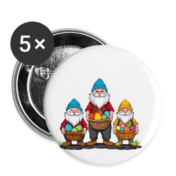 Pâques nordique Gnome lapin de Pâques drôle - Lot de 5 grands badges (56 mm) - blanc - Devant