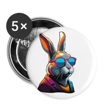 Iconic Dad Bunny Easter Bunny Streetwear Dad - Buttons large 2.2''/56 mm (5-pack) - white - Front