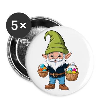 Ostern Nordische Wichtel Gnom Osterhase Lustiges - Buttons groß 56 mm (5er Pack) - Weiß - Vorne