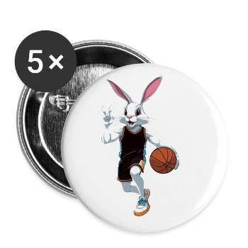 Basketballspieler Osterhase Lustig Streetwear - Buttons groß 56 mm (5er Pack) - Weiß - Vorne