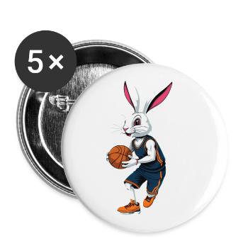 Basketballspieler Osterhase Lustig Streetwear - Buttons groß 56 mm (5er Pack) - Weiß - Vorne