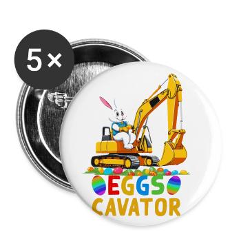 Funny Easter Saying Easter Bunny Excavator Driver - Buttons large 2.2''/56 mm (5-pack) - white - Front
