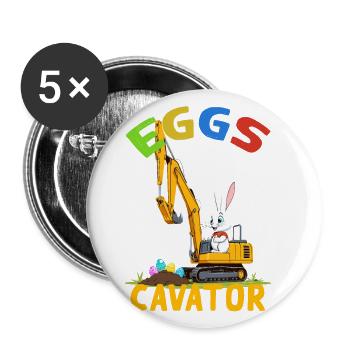 Funny Easter Saying Easter Bunny Excavator Driver - Buttons large 2.2''/56 mm (5-pack) - white - Front