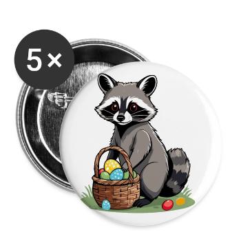 Funny Raccoon Costume Cute Easter Eggs - Buttons large 2.2''/56 mm (5-pack) - white - Front