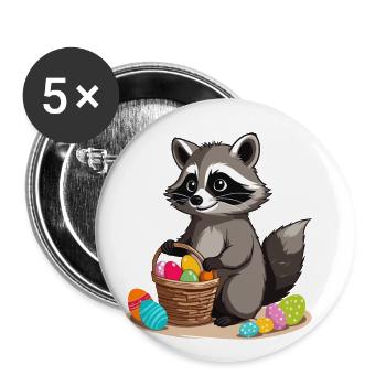Funny Raccoon Costume Cute Easter Eggs - Buttons large 2.2''/56 mm (5-pack) - white - Front