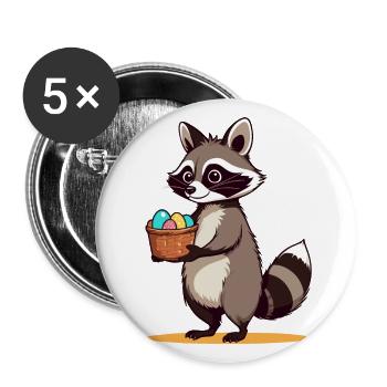 Funny Raccoon Costume with Easter Eggs Design - Buttons large 2.2''/56 mm (5-pack) - white - Front