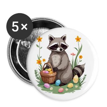 Funny Raccoon Costume Cute Easter Eggs - Buttons large 2.2''/56 mm (5-pack) - white - Front
