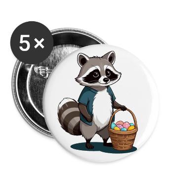 Funny Raccoon Costume Cute Easter Eggs - Buttons large 2.2''/56 mm (5-pack) - white - Front
