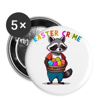 Easter Crime Funny Raccoon Easter Bunny - Buttons large 2.2''/56 mm (5-pack) - white - Front