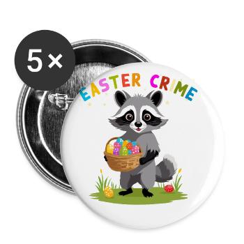 Easter Crime Raccoon Easter Bunny Fun - Buttons large 2.2''/56 mm (5-pack) - white - Front