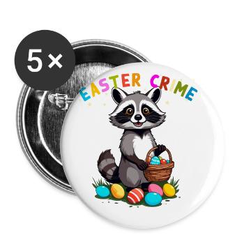 Easter Crime Raccoon Easter Bunny Design - Buttons large 2.2''/56 mm (5-pack) - white - Front
