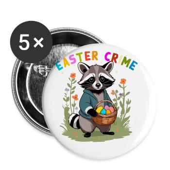 Funny Raccoon Easter Bunnies & Easter Eggs Design - Buttons large 2.2''/56 mm (5-pack) - white - Front