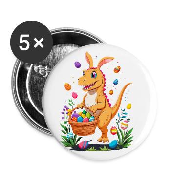 Iconic Easter Dinosaur Dinosaur Easter Bunny - Buttons large 2.2''/56 mm (5-pack) - white - Front