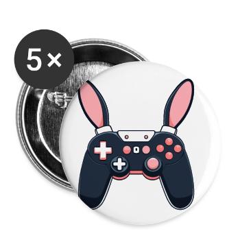 Osterhase Gamer und Gaming Streetwear Design - Buttons groß 56 mm (5er Pack) - Weiß - Vorne