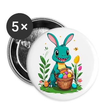 Iconic Easter Dinosaur Dinosaur Easter Bunny - Buttons large 2.2''/56 mm (5-pack) - white - Front