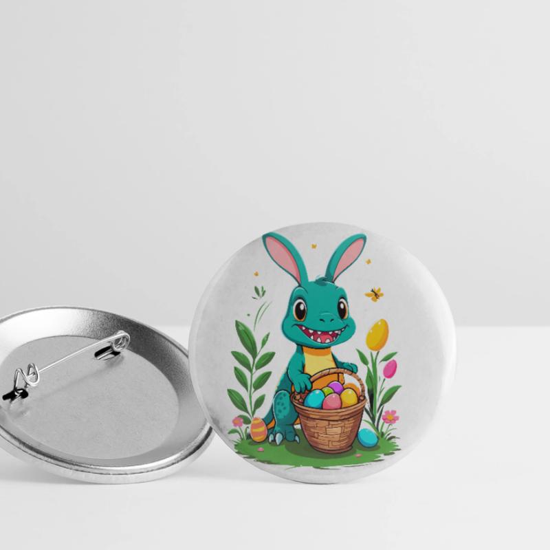 Iconic Easter Dinosaur Dinosaur Easter Bunny Buttons large 2.2''/56 mm (5-pack)