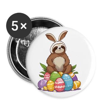 Lustiges Faultier Osterhase Ikonisches Ostern - Buttons groß 56 mm (5er Pack) - Weiß - Vorne