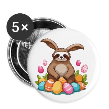 Funny Sloth Easter Bunny Iconic Easter - Buttons large 2.2''/56 mm (5-pack) - white - Front