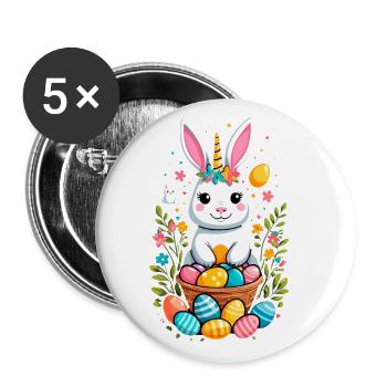Licorne drôle lapin de Pâques Licorne mignonne Licorne de Pâques - Lot de 5 grands badges (56 mm) - blanc - Devant