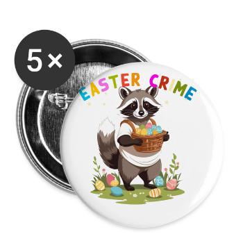 Funny Raccoon Easter Bunny Cute Easter Eggs - Buttons large 2.2''/56 mm (5-pack) - white - Front