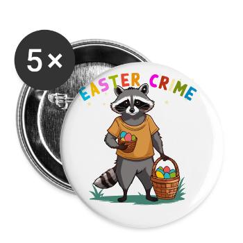 Funny Raccoon Costume Easter Bunnies Easter Eggs - Buttons large 2.2''/56 mm (5-pack) - white - Front