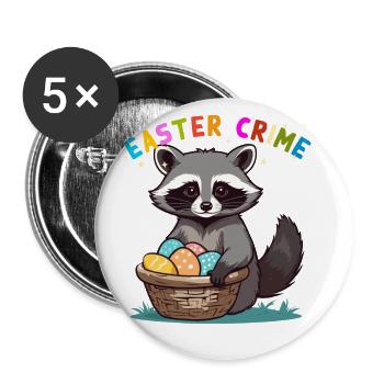 Funny Raccoon Costume Cute Easter Eggs - Buttons large 2.2''/56 mm (5-pack) - white - Front