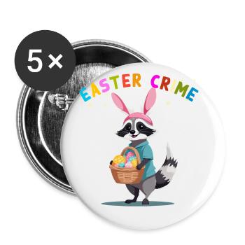 Funny Cute Raccoon Easter Eggs Design - Buttons large 2.2''/56 mm (5-pack) - white - Front