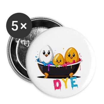 Oeuf Teinture Dire Drôle Coloré Artiste Pâques - Lot de 5 grands badges (56 mm) - blanc - Devant