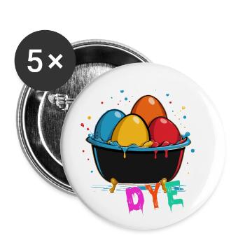 Drôle d’oeuf teinture artiste couleurs pour Pâques - Lot de 5 grands badges (56 mm) - blanc - Devant