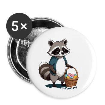 Drôle d’oeuf voleur raton laveur lapin de Pâques Design - Lot de 5 grands badges (56 mm) - blanc - Devant