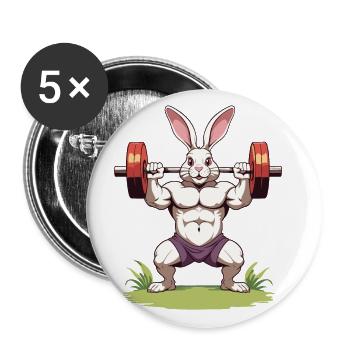 Easter Bunny Funny Bodybuilder Fitness Motivation - Buttons large 2.2''/56 mm (5-pack) - white - Front