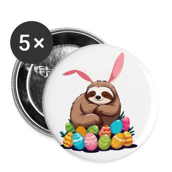 Funny Sloth Easter Bunny Iconic Easter - Buttons large 2.2''/56 mm (5-pack) - white - Front