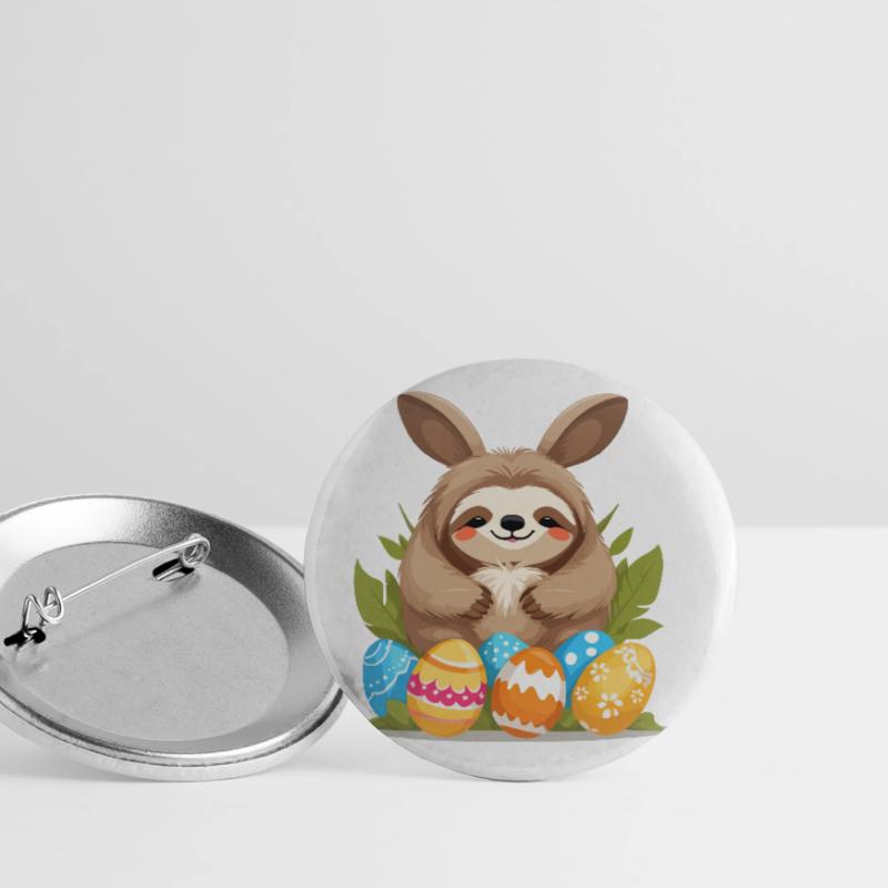 Funny Sloth Easter Bunny Iconic Easter Buttons large 2.2''/56 mm (5-pack)