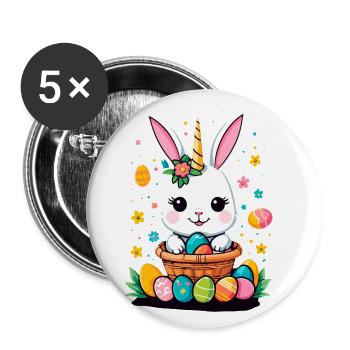 Funny Unicorn Easter Bunny Cute Easter Unicorn - Buttons large 2.2''/56 mm (5-pack) - white - Front