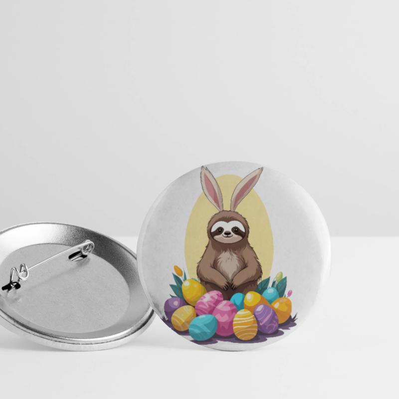 Funny Sloth Easter Bunny Iconic Easter Buttons large 2.2''/56 mm (5-pack)