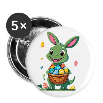 Iconic Easter Dinosaur Dinosaur Easter Bunny - Buttons large 2.2''/56 mm (5-pack) - white - Front