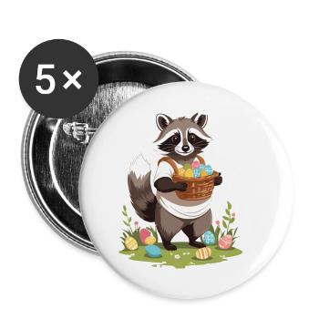 Lustiges Waschbären Eier Dieb Ostern Spruch - Buttons groß 56 mm (5er Pack) - Weiß - Vorne