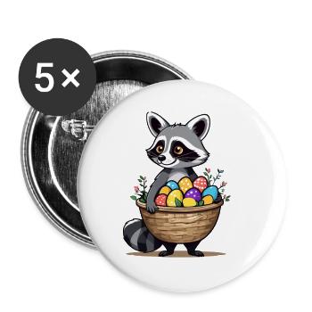 Drôle de raton laveur œufs de Pâques voleur Design - Lot de 5 grands badges (56 mm) - blanc - Devant
