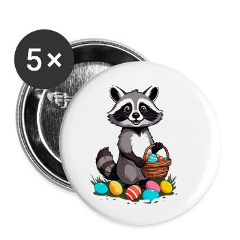 Eier Dieb Lustiges Waschbären Osterdesign - Buttons groß 56 mm (5er Pack) - Weiß - Vorne