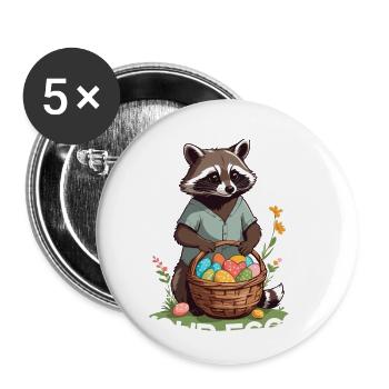 Lustiges Waschbären Eier Dieb Ostern Spruch - Buttons groß 56 mm (5er Pack) - Weiß - Vorne