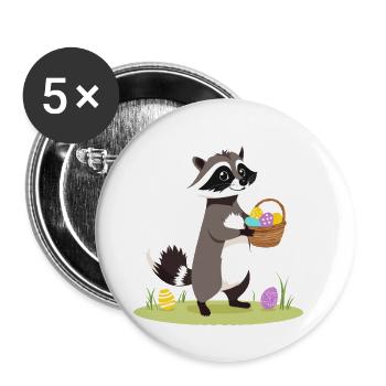 Drôle de raton laveur disant ratons laveurs lapins de Pâques - Lot de 5 grands badges (56 mm) - blanc - Devant