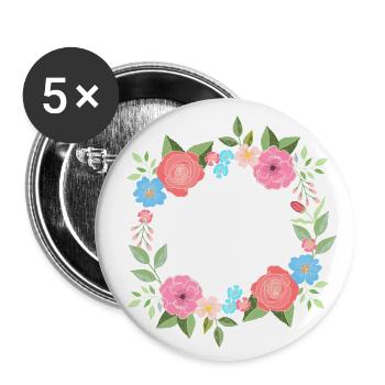 Fleurs printanières avec beaucoup d’espace pour votre texte - Lot de 5 grands badges (56 mm) - blanc - Devant