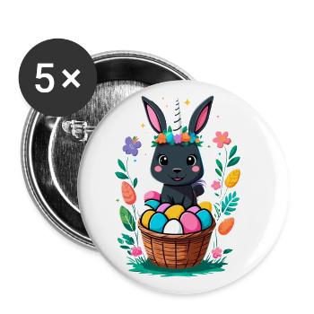 Funny Unicorn Easter Bunny Cute Easter Unicorn - Buttons large 2.2''/56 mm (5-pack) - white - Front